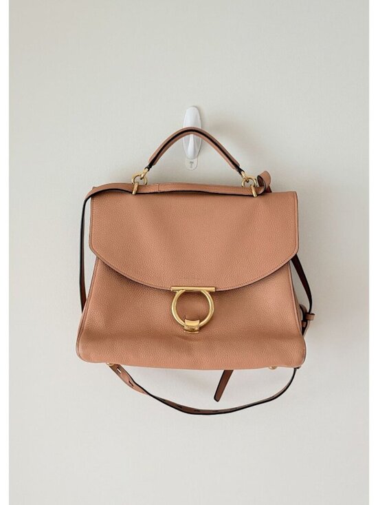 Salvatore Ferragamo Handbags - Salvatore Ferragamo Margot Satchel Beige Pink Calfskin Leather
